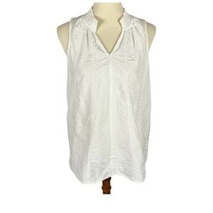 Elizabeth and James White Cotton Smocked V-Neck Sleeveless Top Women’s Size M